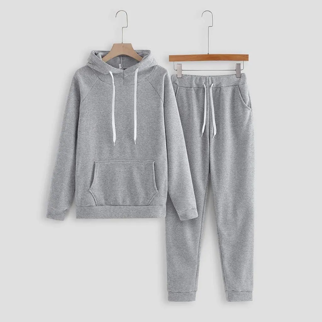 2 Piece Outfits for Women, Womens Sweatshirts Oversized Hoodie Long Sleeve Pullover Tracksuit Jogger Sweatpants with Pockets