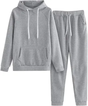 2 Piece Outfits for Women, Womens Sweatshirts Oversized Hoodie Long Sleeve Pullover Tracksuit Jogger Sweatpants with Pockets
