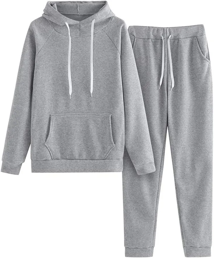 2 Piece Outfits for Women, Womens Sweatshirts Oversized Hoodie Long Sleeve Pullover Tracksuit Jogger Sweatpants with Pockets