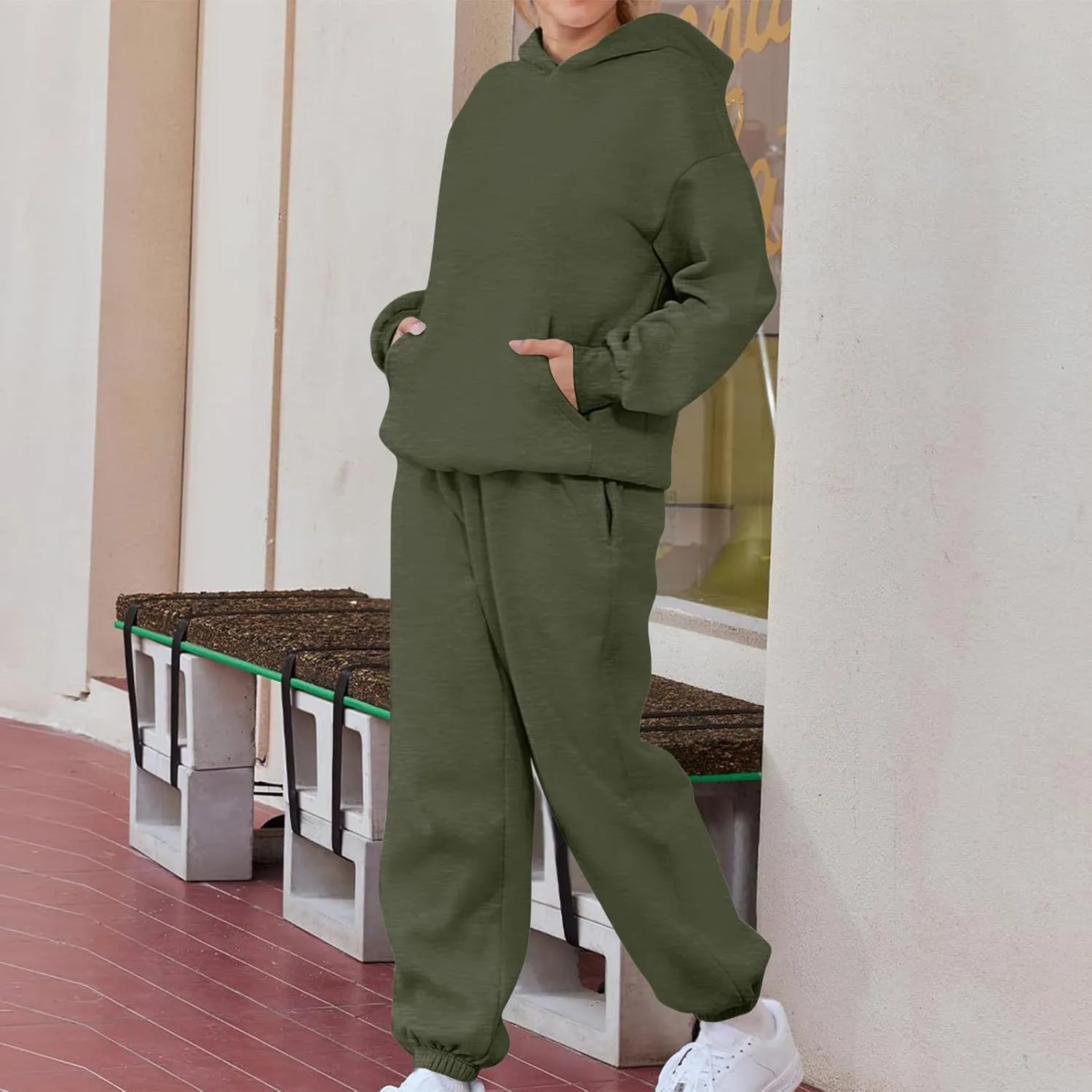 2 Piece Set Oversized With Pockets Hoodie Y2k Sweatsuit: Fashion Sweatsuit Casual Trendy Loose Fit Baggy Set