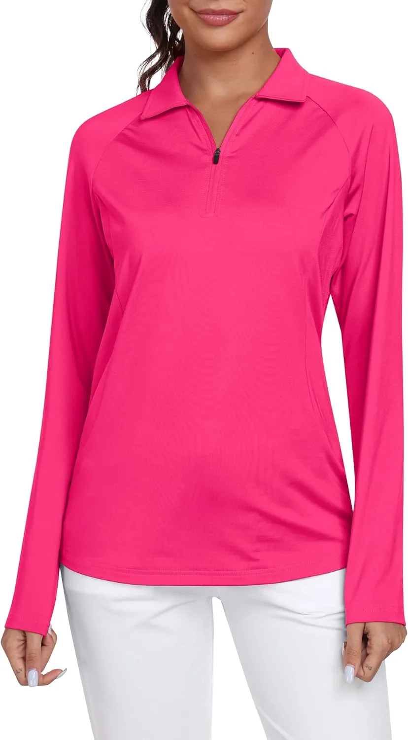AIRIKE Golf Polo Shirts for Women Long Sleeve Colourful Quick-Dry Workwear & Activewear-Womens Athletic Apparel
