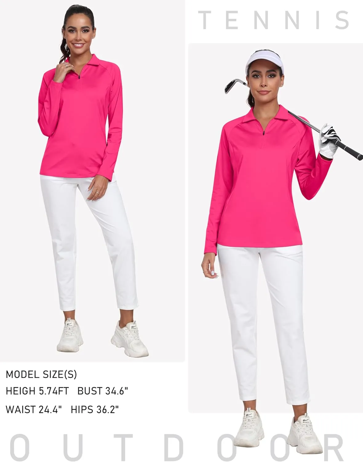 AIRIKE Golf Polo Shirts for Women Long Sleeve Colourful Quick-Dry Workwear & Activewear-Womens Athletic Apparel