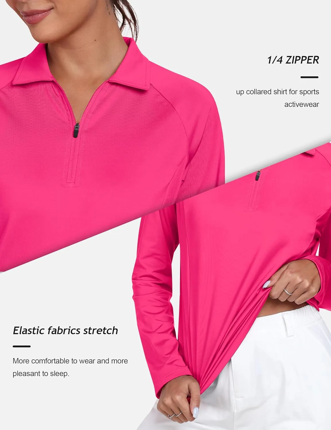 AIRIKE Golf Polo Shirts for Women Long Sleeve Colourful Quick-Dry Workwear & Activewear-Womens Athletic Apparel