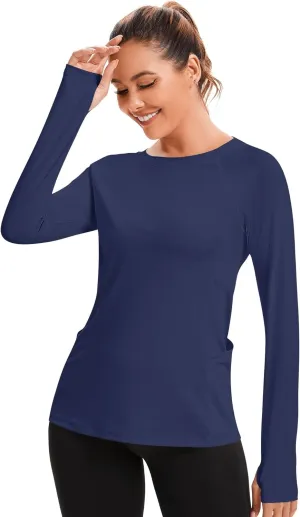 AKEWEI Womens Rash Guard UPF 50  SPF UV Long Sleeve Sun Protection Shirts Swim Tops with Thumb Hole