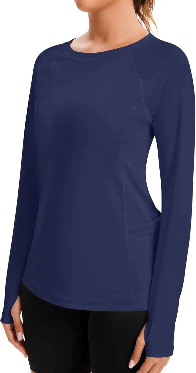 AKEWEI Womens Rash Guard UPF 50  SPF UV Long Sleeve Sun Protection Shirts Swim Tops with Thumb Hole
