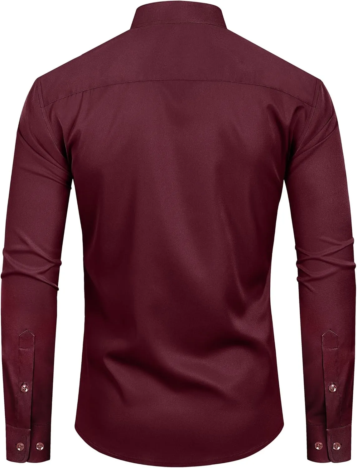Alimens & Gentle Men's Banded Collar Dress Shirts Wrinkle Free Long Sleeve Mandarin Collar Button Down Shirt