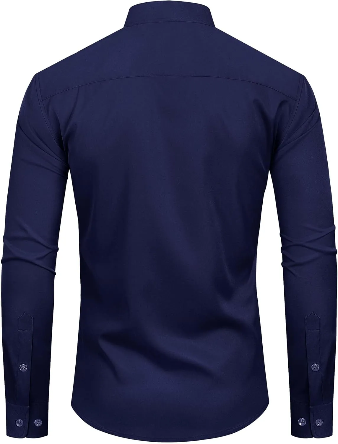 Alimens & Gentle Men's Banded Collar Dress Shirts Wrinkle Free Long Sleeve Mandarin Collar Button Down Shirt