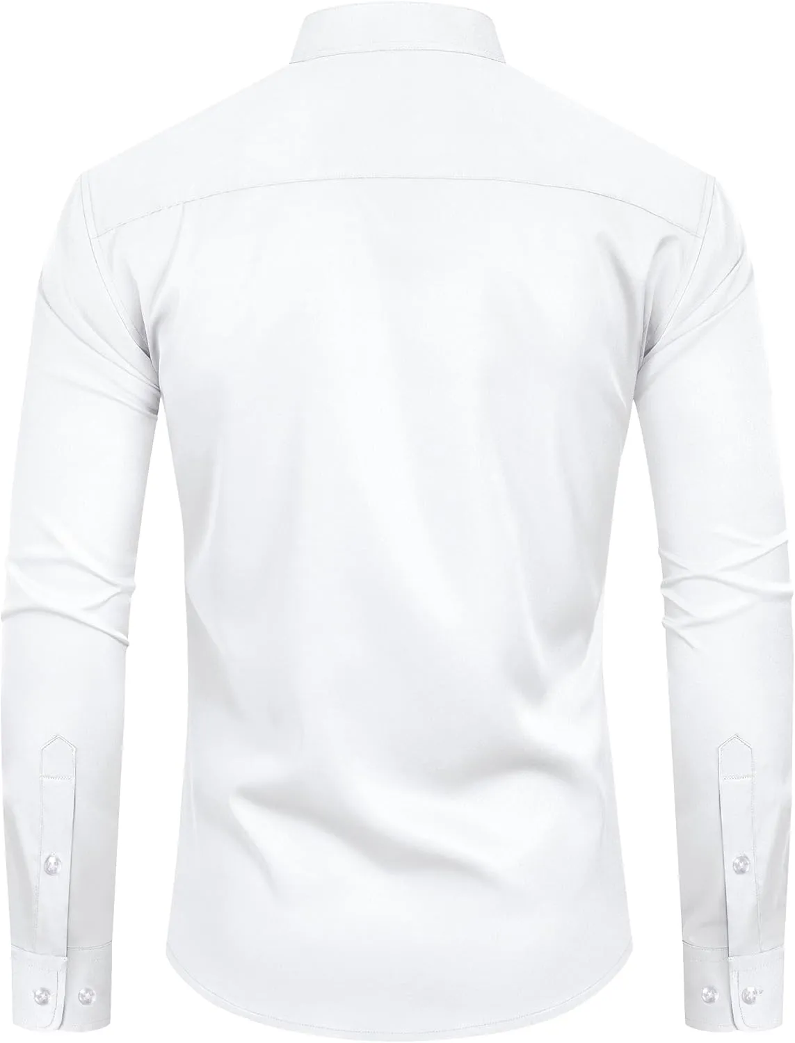 Alimens & Gentle Men's Banded Collar Dress Shirts Wrinkle Free Long Sleeve Mandarin Collar Button Down Shirt