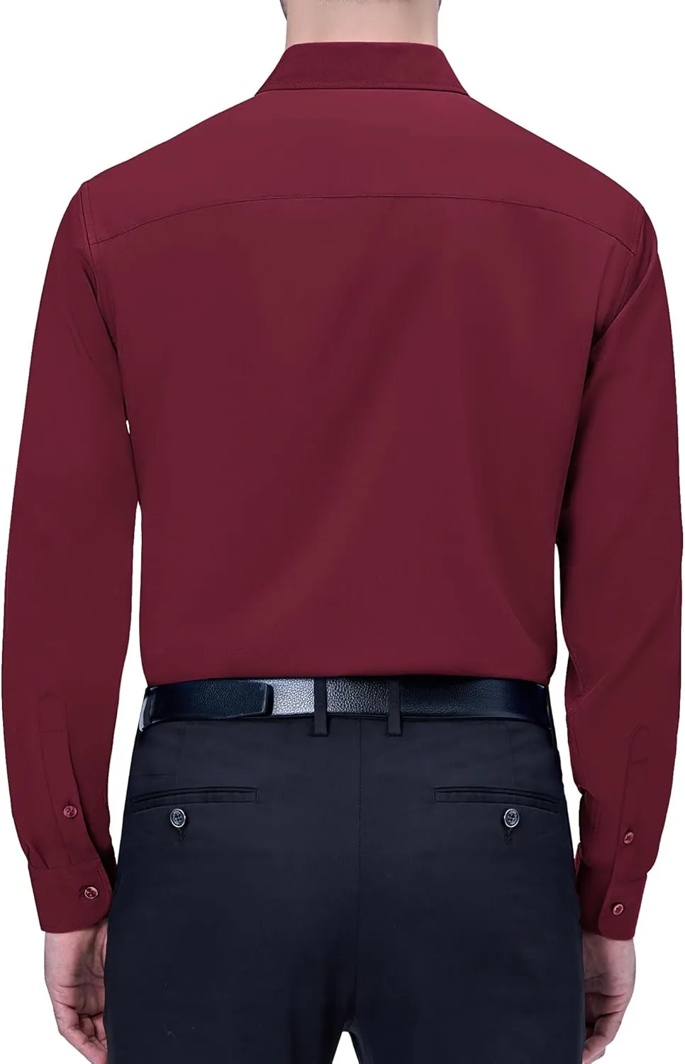 Alimens & Gentle Mens Dress Shirts 4-Way Stretch Long Sleeve Collared Casual Solid Wedding Dating Button Down Shirt