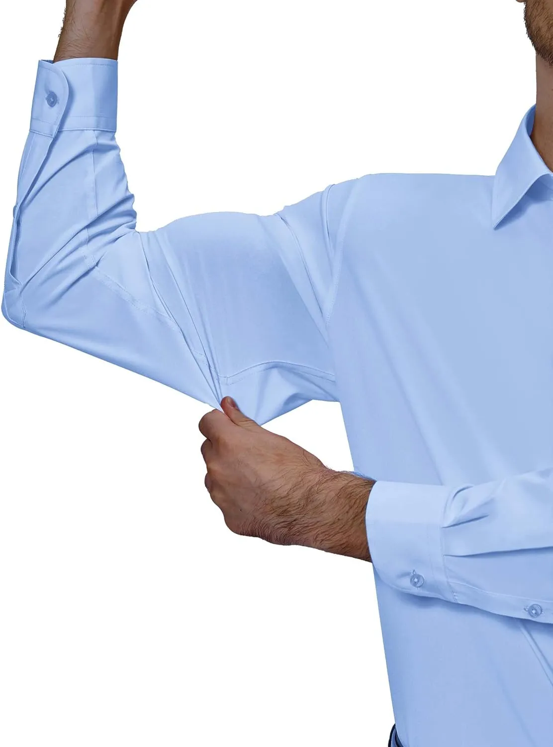Alimens & Gentle Mens Dress Shirts 4-Way Stretch Long Sleeve Collared Casual Solid Wedding Dating Button Down Shirt