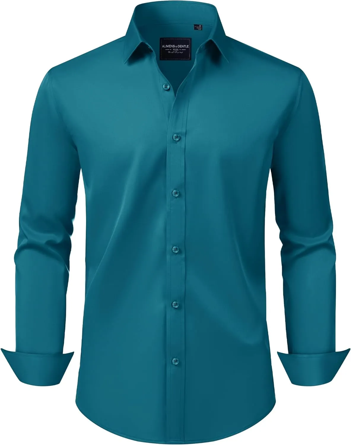 Alimens & Gentle Men's Dress Shirts Transitional Weather Long Sleeve Stretch Wrinkle-Free Button Down Top