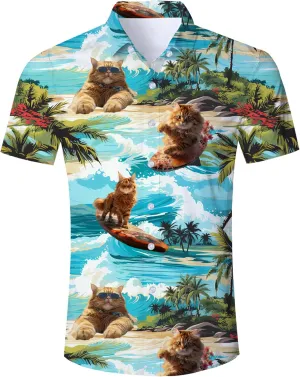 ALISISTER Men's Hawaiian Shirt Button Down Short Sleeve Shirts Funny Novelty Holiday Tops