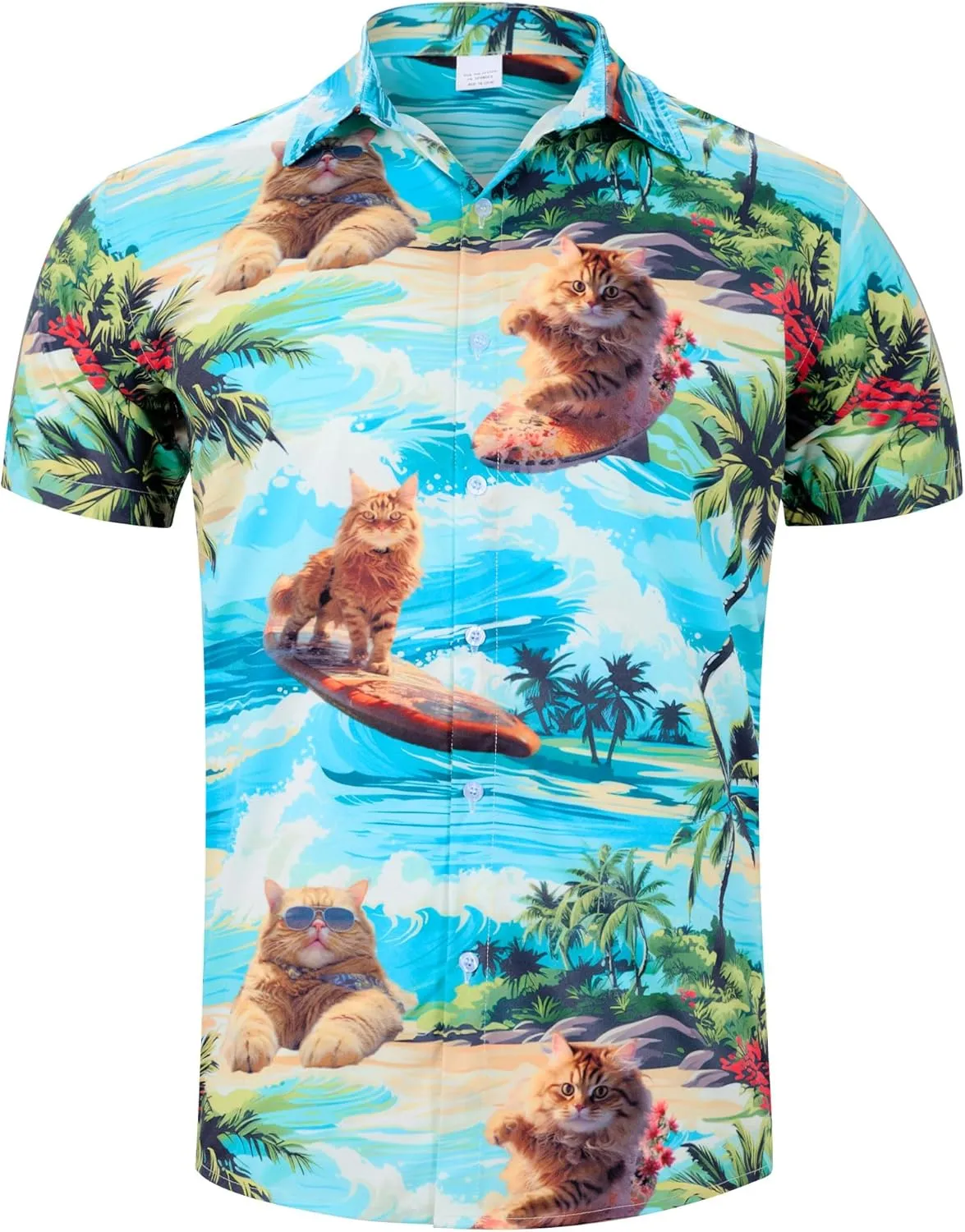 ALISISTER Men's Hawaiian Shirt Button Down Short Sleeve Shirts Funny Novelty Holiday Tops