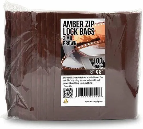 Amber Zip Bags 6x8 Inch Size. Pack of 100 Brown Plastic Bag.
