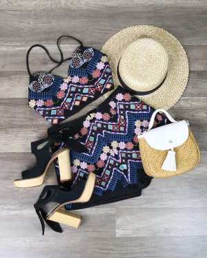 Another Day in Paradise Black Embroidered Two-Piece Set