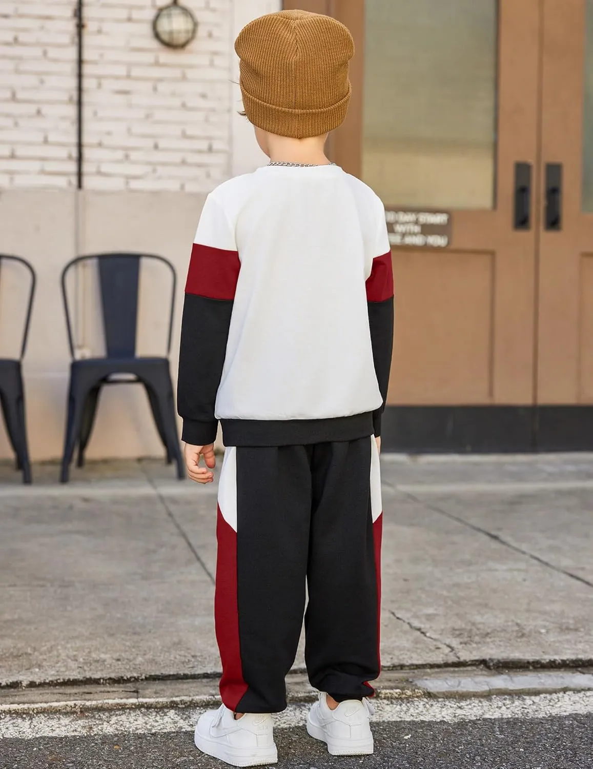Arshiner Boys Long Sleeve Color Block Sweatshirt & Sweatpants Toddler Boy Fall Winter 2 Piece Outfit