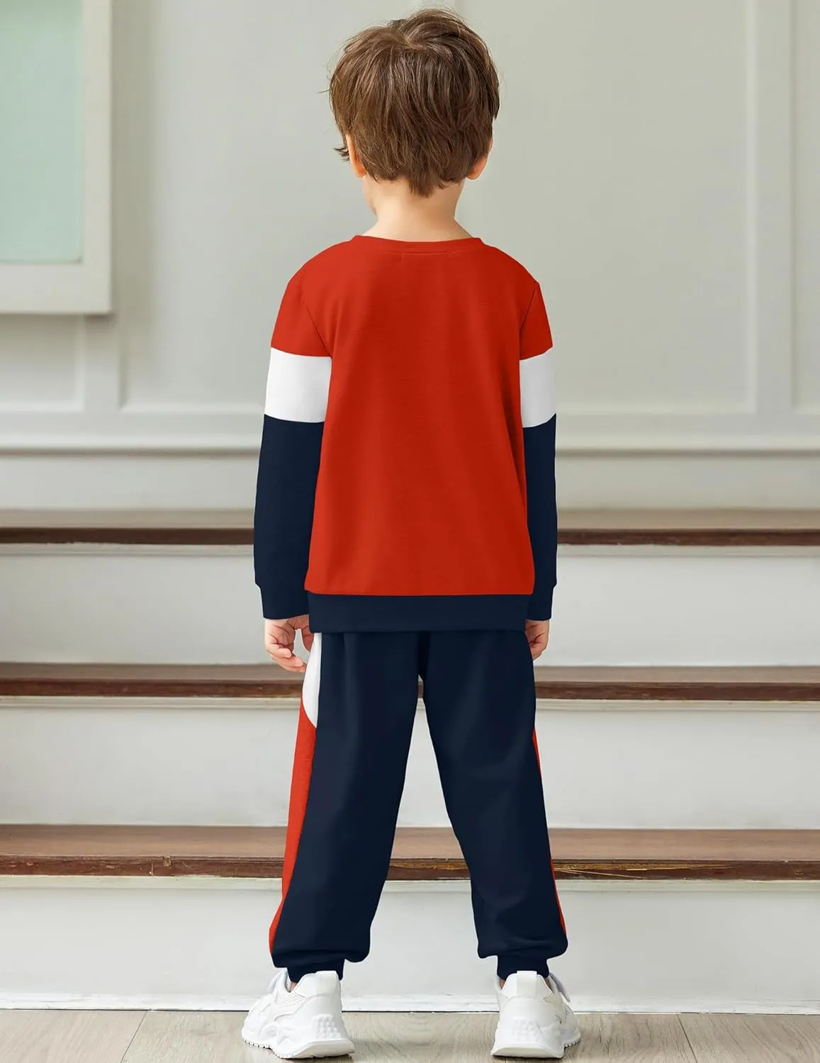 Arshiner Boys Long Sleeve Color Block Sweatshirt & Sweatpants Toddler Boy Fall Winter 2 Piece Outfit