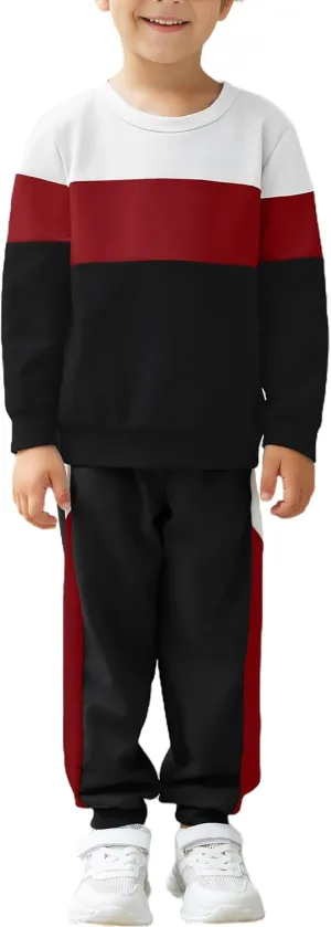 Arshiner Boys Long Sleeve Color Block Sweatshirt & Sweatpants Toddler Boy Fall Winter 2 Piece Outfit