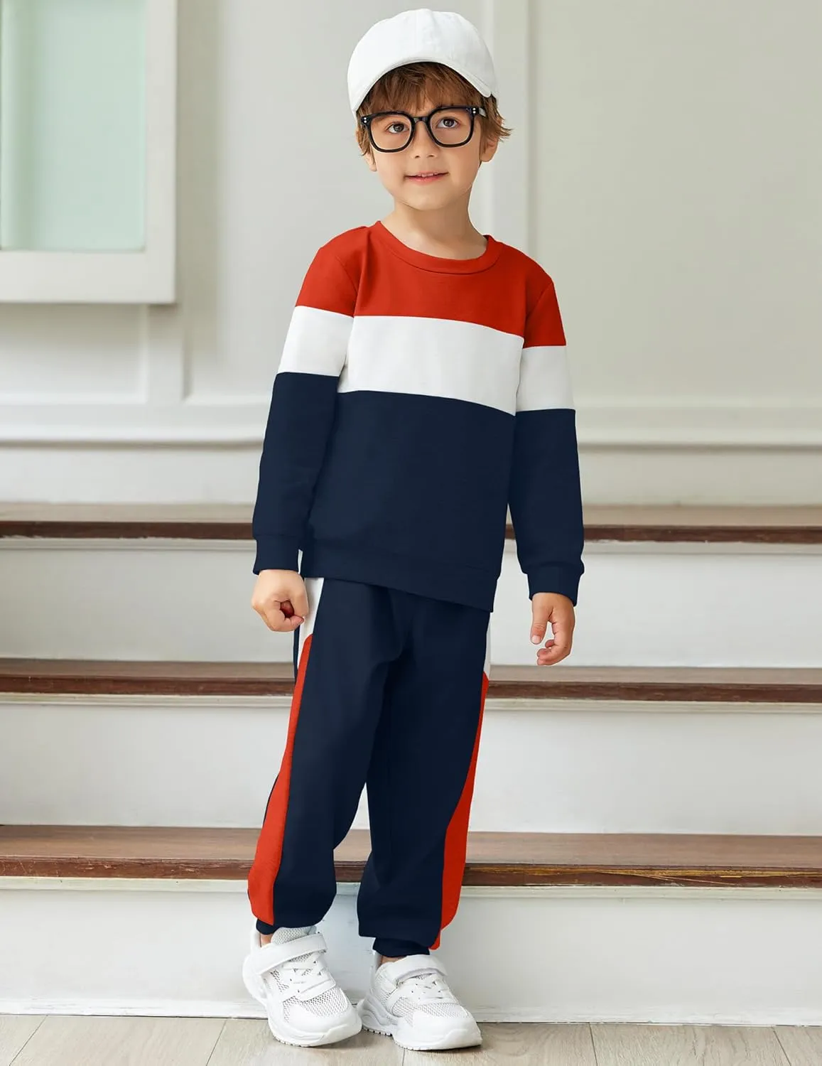 Arshiner Boys Long Sleeve Color Block Sweatshirt & Sweatpants Toddler Boy Fall Winter 2 Piece Outfit