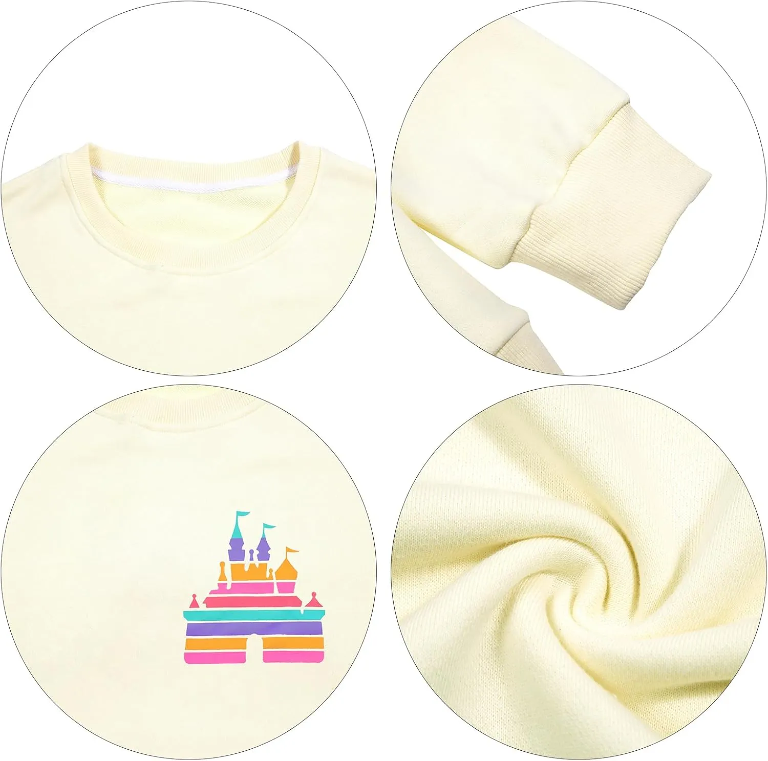 ASTANFY Magic Kingdom Sweatshirt for Women Castle Graphic Sweatshirts Oversized Family Vacation shirts Long Sleeve Pullover