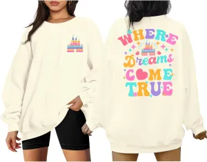 ASTANFY Magic Kingdom Sweatshirt for Women Castle Graphic Sweatshirts Oversized Family Vacation shirts Long Sleeve Pullover