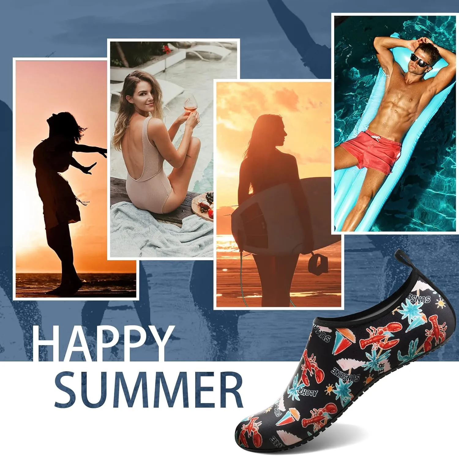 ATHMILE Water Shoes for Women Men Barefoot Quick-Dry Aqua Socks for Beach Swim Pool River Yoga Lake Surf Sport Shoes Cruise Essentials Swimming Size