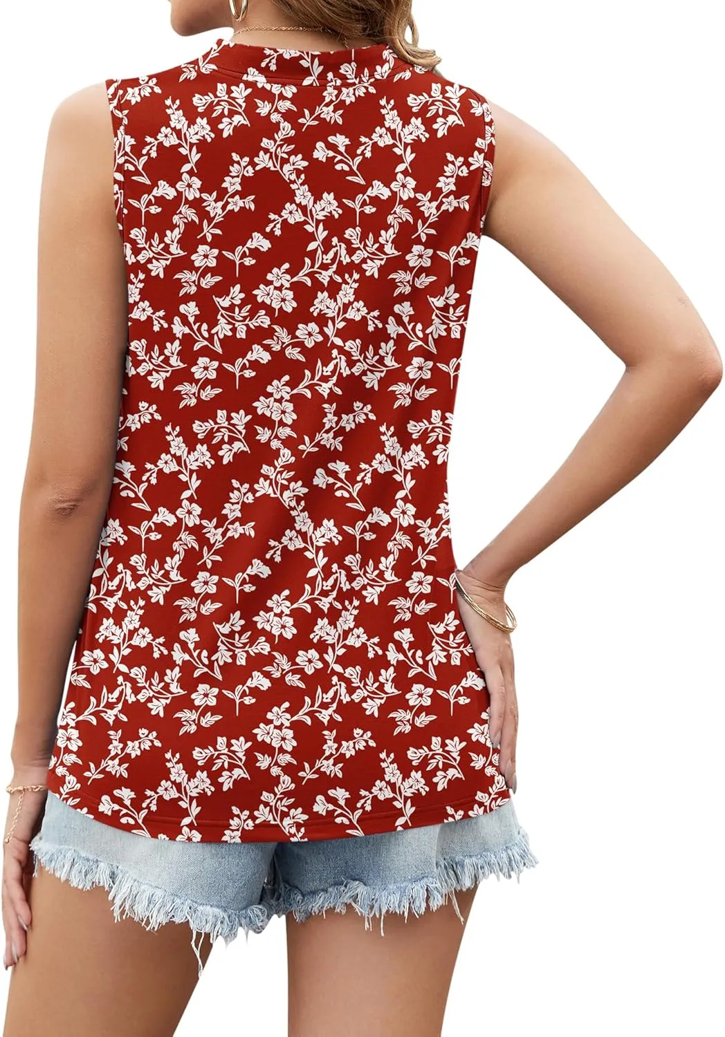 AUSELILY Women's 2025 Summer Slim Tank Tops Ladies V Neck Sleeveless Button Decoration Shirts