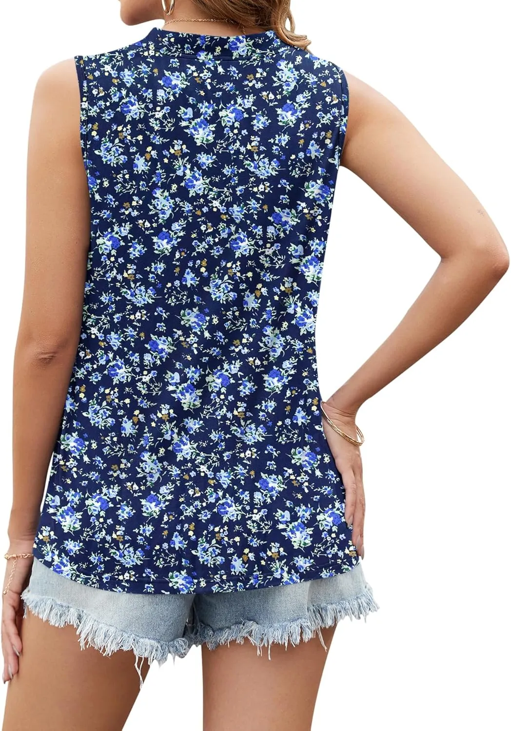 AUSELILY Women's 2025 Summer Slim Tank Tops Ladies V Neck Sleeveless Button Decoration Shirts