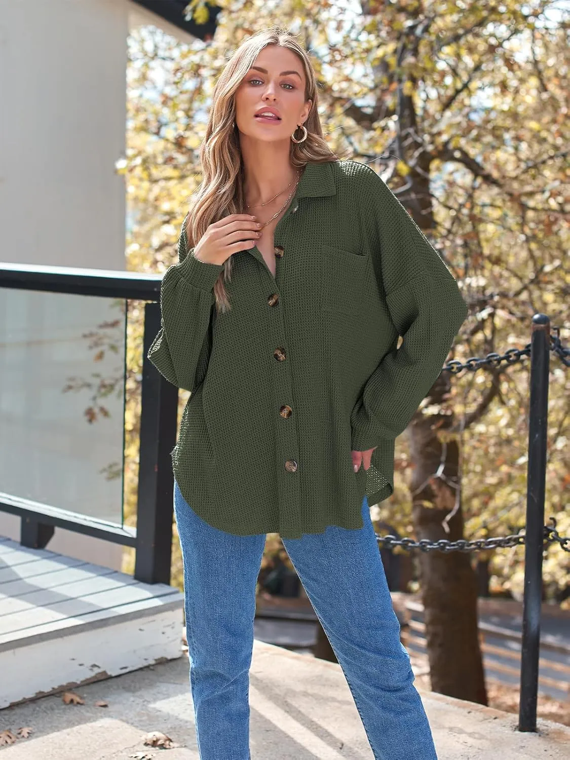 AUTOMET Womens Fall Cothes 2025 Fashion Country Concert Outfits Waffle Knit Shackets Corduroy Jackets Button Down Shirts Tops