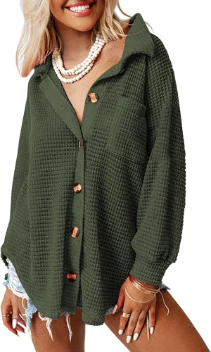 AUTOMET Womens Fall Cothes 2025 Fashion Country Concert Outfits Waffle Knit Shackets Corduroy Jackets Button Down Shirts Tops