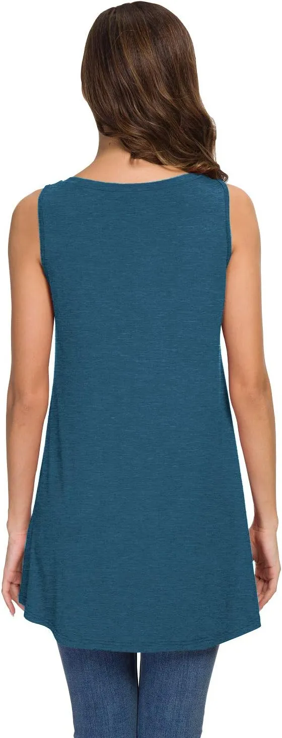 AWULIFFAN Women's Summer Sleeveless V-Neck T-Shirt Tunic Tops Blouse Shirts