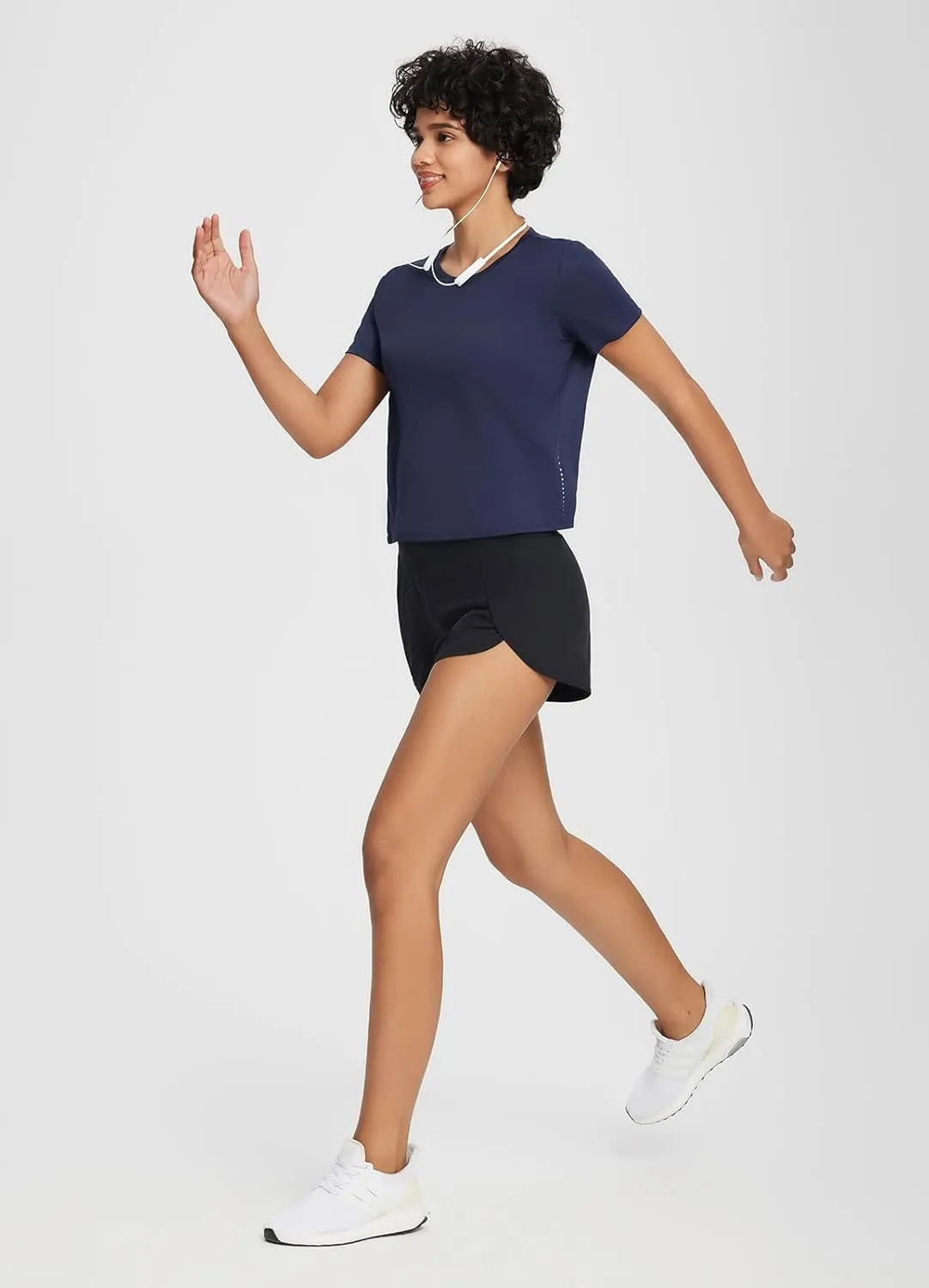 baleaf Women's Workout Tops Athletic Shirts Cropped Short Sleeve Split Back Running Gym Quick Dry Sun Protection UPF 50 