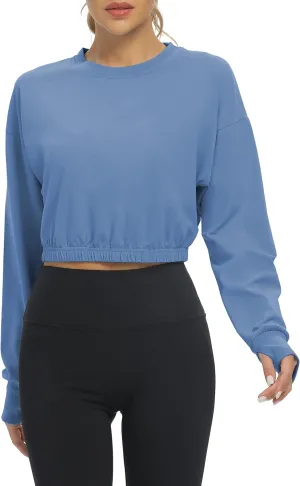 Bestisun Long Sleeve Workout Shirts Athletic Gym Yoga Crop Tops for Women