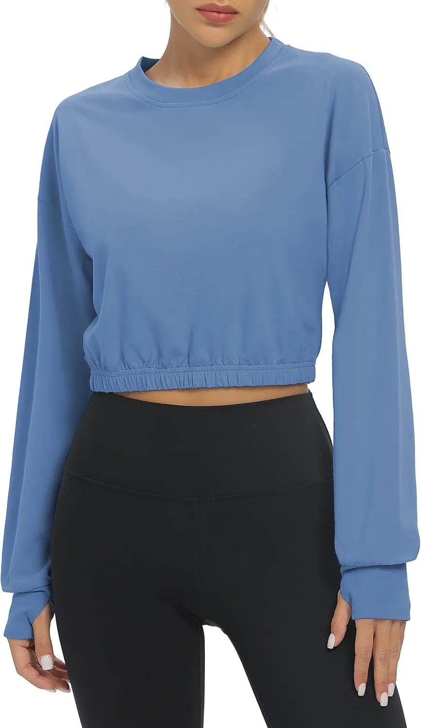Bestisun Long Sleeve Workout Shirts Athletic Gym Yoga Crop Tops for Women