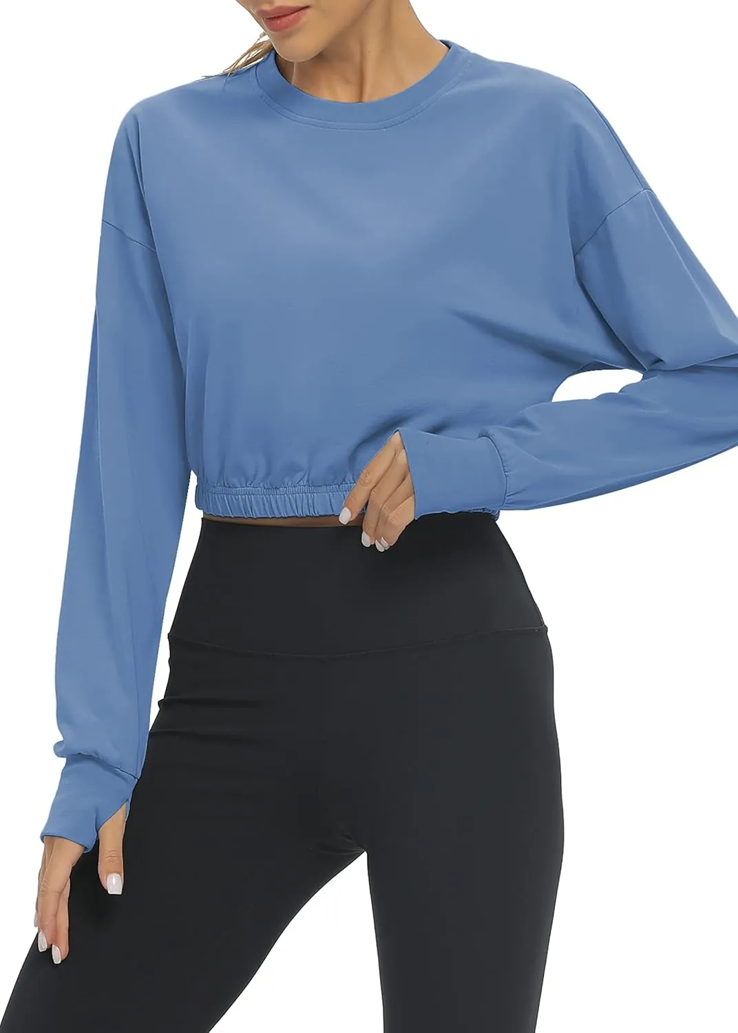 Bestisun Long Sleeve Workout Shirts Athletic Gym Yoga Crop Tops for Women