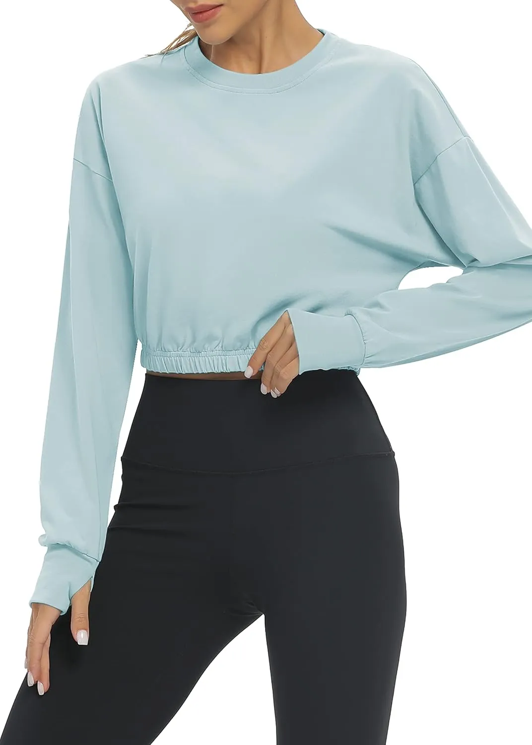 Bestisun Long Sleeve Workout Shirts Athletic Gym Yoga Crop Tops for Women