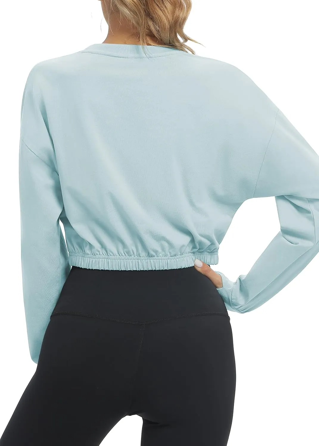 Bestisun Long Sleeve Workout Shirts Athletic Gym Yoga Crop Tops for Women
