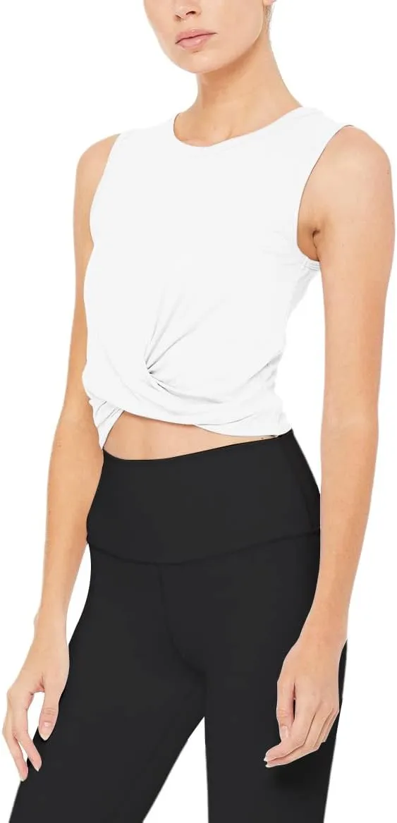 Bestisun Womens Cropped Workout Tops Flowy Gym Athleric Clothes Slim Fit Yoga Exercise Shirts