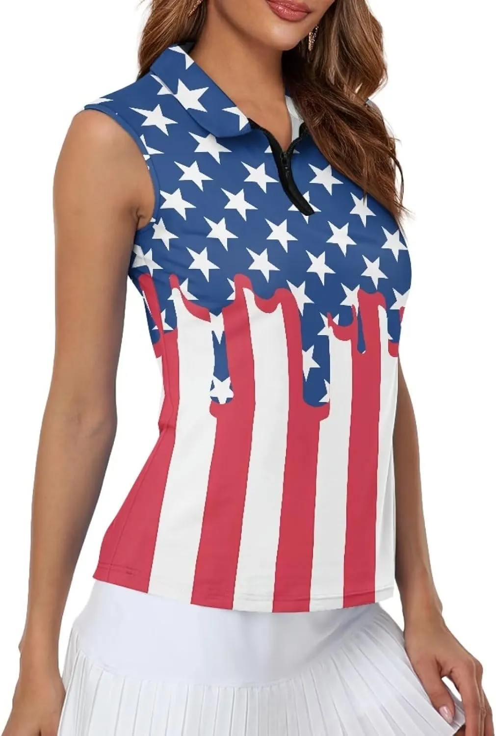 Biyejit Womens Sleeveless Golf Shirt Moisture Wicking Athletic Golf Tank Top 1/4 Zip Up Polo Tennis Shirts XS-2XL
