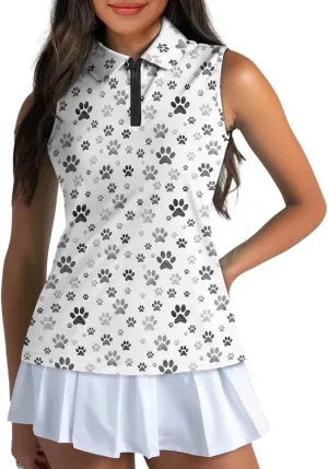 Biyejit Womens Sleeveless Golf Shirt Moisture Wicking Athletic Golf Tank Top 1/4 Zip Up Polo Tennis Shirts XS-2XL