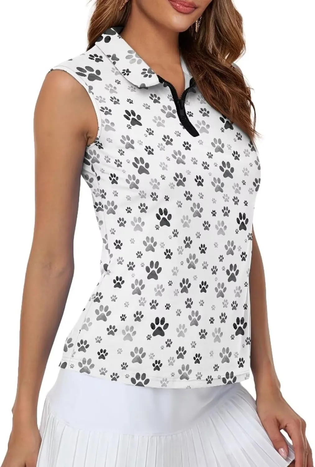Biyejit Womens Sleeveless Golf Shirt Moisture Wicking Athletic Golf Tank Top 1/4 Zip Up Polo Tennis Shirts XS-2XL
