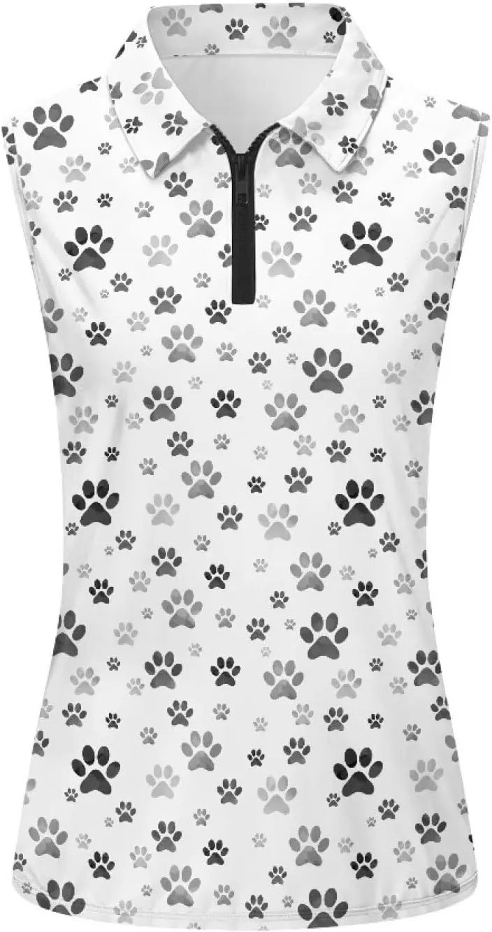 Biyejit Womens Sleeveless Golf Shirt Moisture Wicking Athletic Golf Tank Top 1/4 Zip Up Polo Tennis Shirts XS-2XL