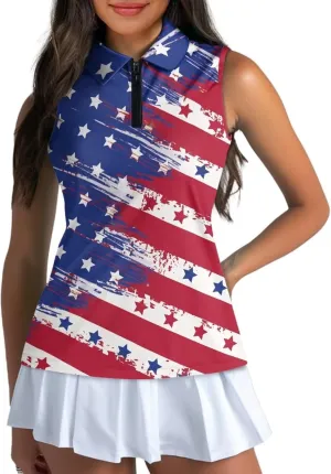 Biyejit Womens Sleeveless Golf Shirt Moisture Wicking Athletic Golf Tank Top 1/4 Zip Up Polo Tennis Shirts XS-2XL