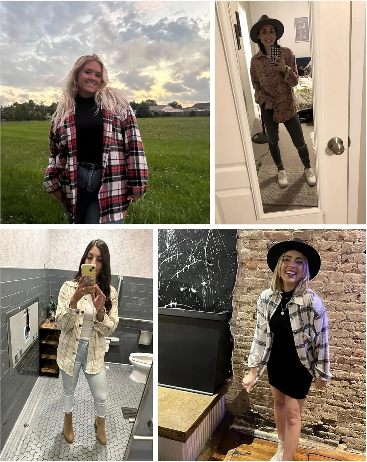 Blansdi Womens Flannel Shacket Plaid Long Sleeve Button Down Flannel Shirts Jacket Fall Winter Spring Outfits