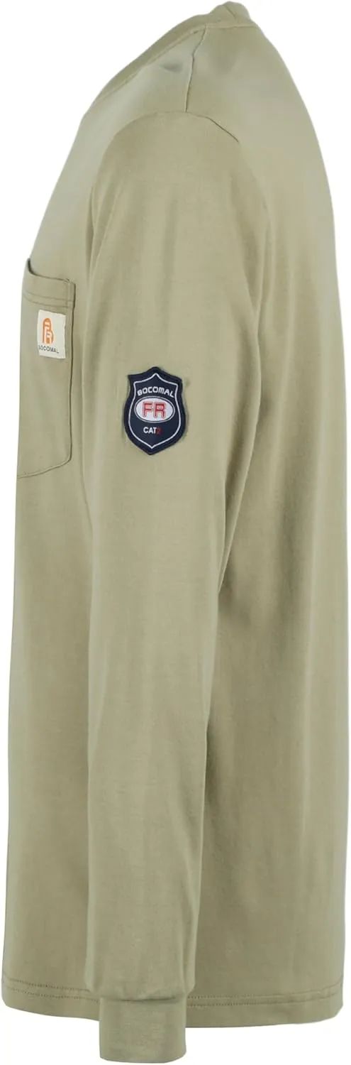 BOCOMAL FR Shirts Lightweight Classic Crew Long Sleeve Fire Resistant Shirt CAT2