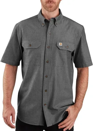 Carhartt Men's Original Fit Short Sleeve Shirt, Black Chambray, Small