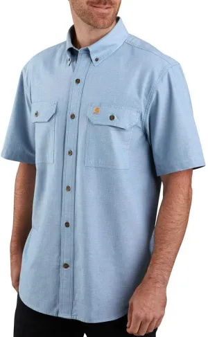 Carhartt Men's Original Fit Short Sleeve Shirt, Blue Chambray, Small