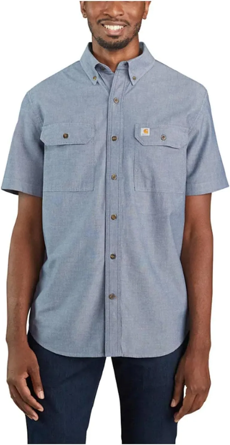 Carhartt Men's Original Fit Short Sleeve Shirt, Denim Blue Chambray, X-Large