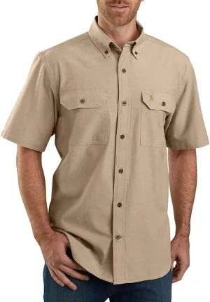 Carhartt mens Original Fit Short Sleeve Work Utility Button Down Shirt, Dark Tan Chambray, XX-Large US