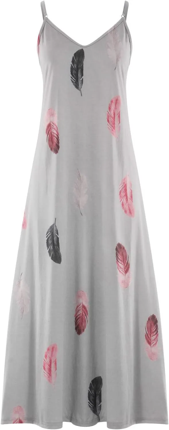 Casual Dresses for Women Boho Summer Sundress 2025 Spaghetti Strap V Neck Flowy Maxi Dresses Flower Print Dress